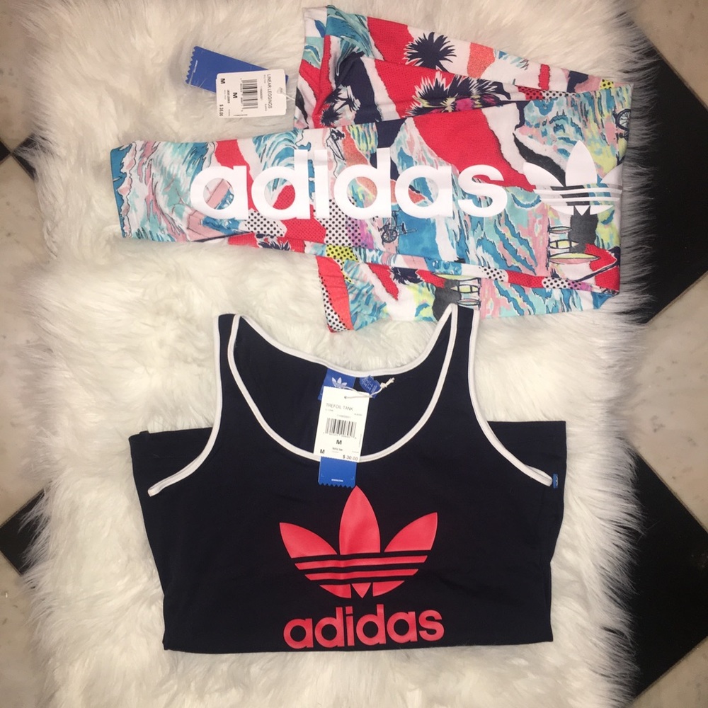 SOLD Adidas Linear Leggings Trefoil Top Medium set